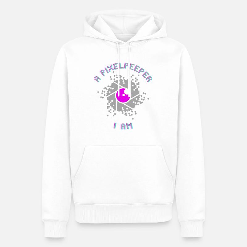 A pixelpeeper I am - Sweat à capuche Premium bio Homme - blanc