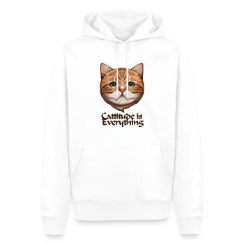 Cattitude is Everything - Männer Premium Bio Hoodie - Weiß - Vorne - Nico (187cm)