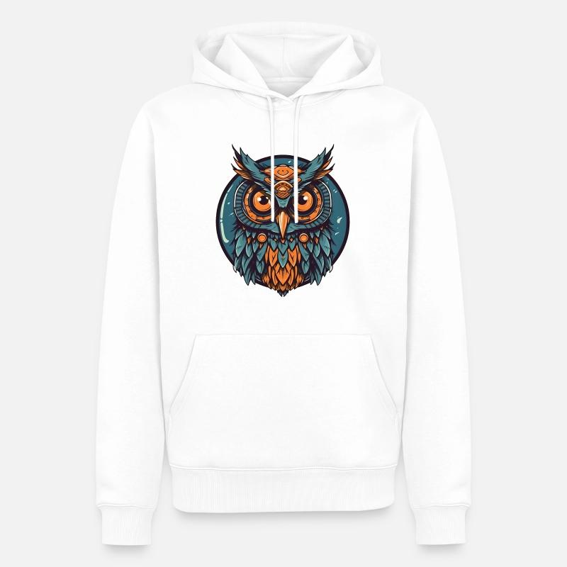 Coole Eule boho indie - Männer Premium Bio Hoodie - Weiß