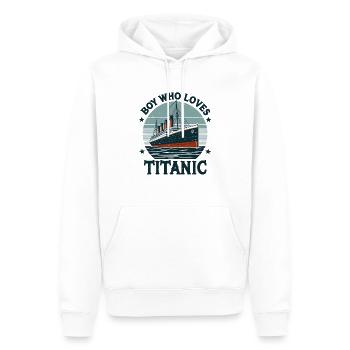 Ship Just A Boy Who Loves RMS Titanic Boat Boys - Men’s Premium Organic Hoodie - white - Front - Nico (187cm)