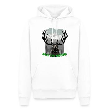 Elch "Save the Nature" - Männer Premium Bio Hoodie - Weiß - Vorne - Nico (187cm)