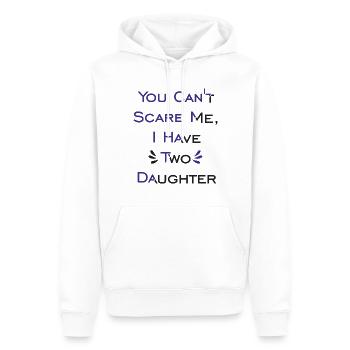 Tu ne peux pas me faire peur, j’ai deux filles - Sweat à capuche Premium bio Homme - blanc - Devant - Nico (187cm)
