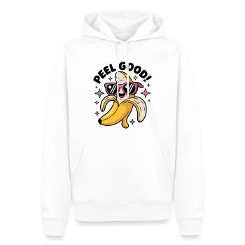 Peel Good Funny Cartoon Banana - Men’s Premium Organic Hoodie - white - Front - Nico (187cm)