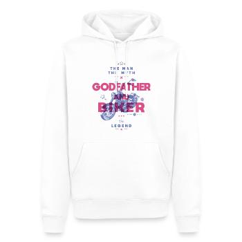 Parrain et motard l’homme le mythe la légende - Sweat à capuche Premium bio Homme - blanc - Devant - Nico (187cm)
