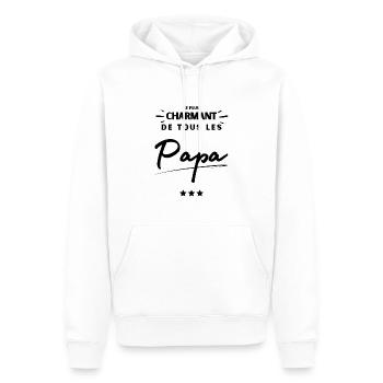 Cadeau Noel anniversaire Papa le plus charmant - Sweat à capuche Premium bio Homme - blanc - Devant - Nico (187cm)