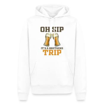Geschwister Oh Sip Its A Brothers Trip - Men’s Premium Organic Hoodie - white - Front - Nico (187cm)