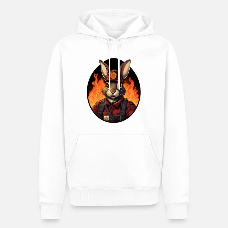 Lapin pompier - Sweat à capuche Premium bio Homme - blanc