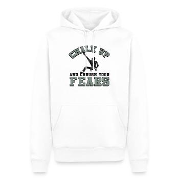 Kreide Und Zerquetsche Deine Ängste Beim Bouldern - Männer Premium Bio Hoodie - Weiß - Vorne - Nico (187cm)