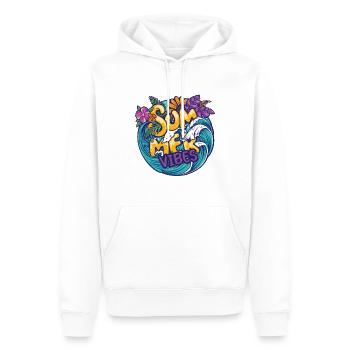 Ambiance estivale, vagues et toujours en vacances - Sweat à capuche Premium bio Homme - blanc - Devant - Nico (187cm)