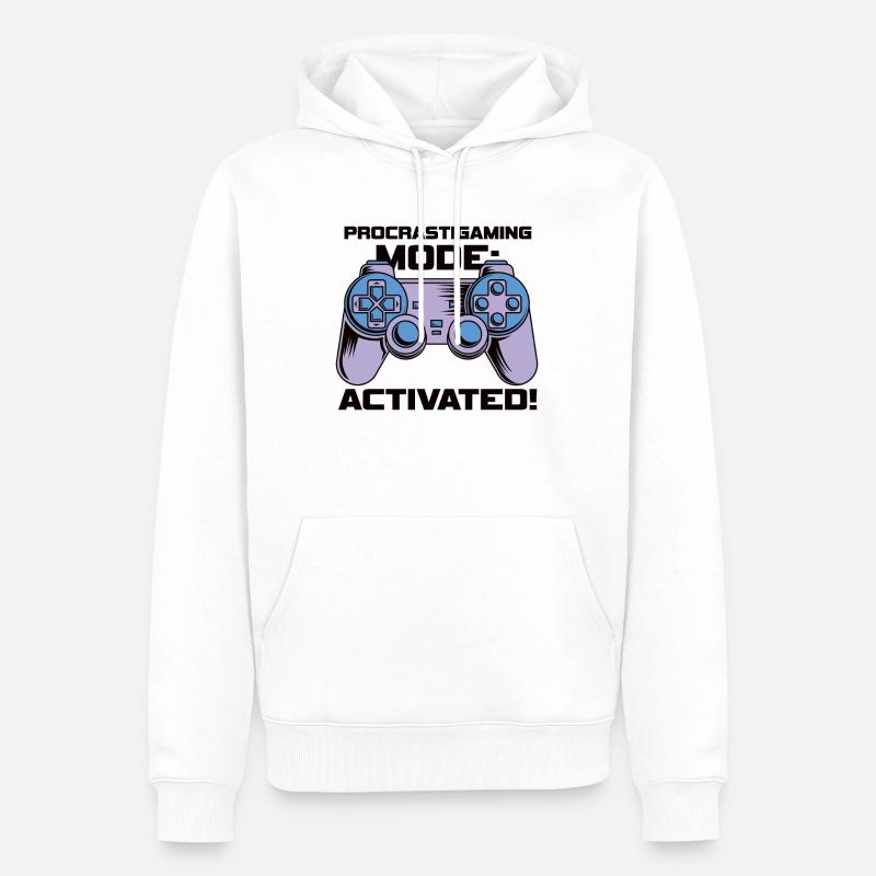 Gamer Procrastimode de jeu activé - Sweat à capuche Premium bio Homme - blanc