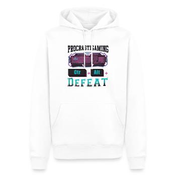 Gamer Procrastigaming CTR Alt Defeat Gaming - Sweat à capuche Premium bio Homme - blanc - Devant - Nico (187cm)