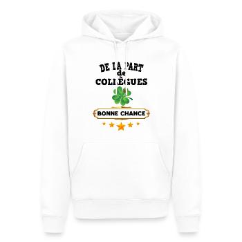 Collègue Homme Et Femme Cadeau Départ - Sweat à capuche Premium bio Homme - blanc - Devant - Nico (187cm)