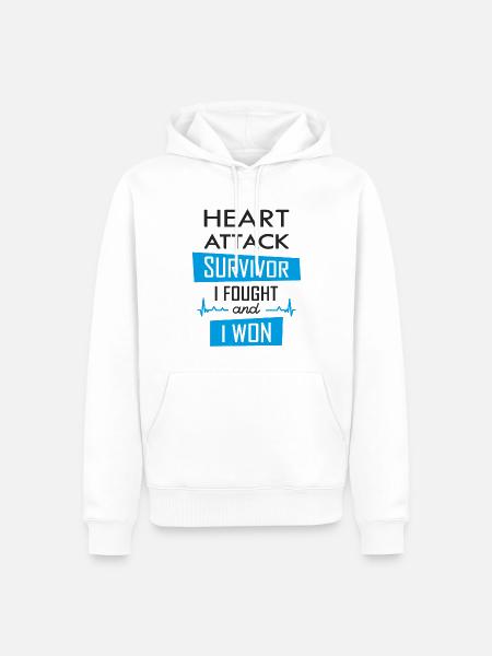 Herzinfarkt Überlebender, Ich kämpfte und gewann - Männer Premium Bio Hoodie - Weiß