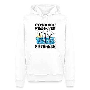 Énergie éolienne offshore Non merci - Sweat à capuche Premium bio Homme - blanc - Devant - Nico (187cm)