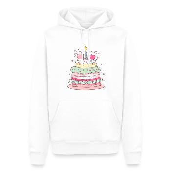 gâteau d'anniversaire joyeux anniversaire - Sweat à capuche Premium bio Homme - blanc - Devant - Nico (187cm)