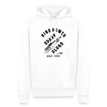 BOUGIE D'ALLUMAGE VINTAGE - SPARK PLUG - Sweat à capuche Premium bio Homme - blanc - Devant - Nico (187cm)