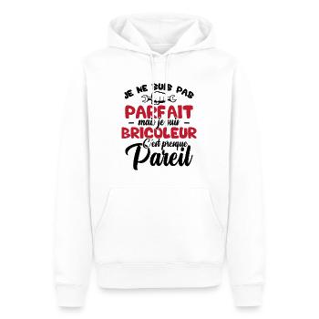 Je ne suis pas parfait mais je suis bricoleur - Sweat à capuche Premium bio Homme - blanc - Devant - Nico (187cm)