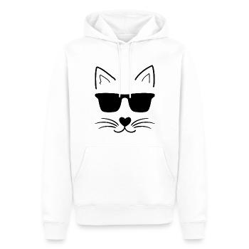 Chat cool avec des lunettes de soleil - Sweat à capuche Premium bio Homme - blanc - Devant - Nico (187cm)
