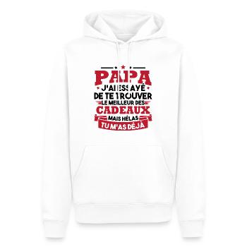 Papa J'ai Essayé De Te Trouver Le Meilleur Cadeau - Sweat à capuche Premium bio Homme - blanc - Devant - Nico (187cm)