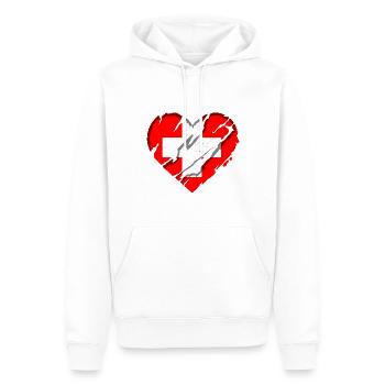 Suisse Flag Croix Vintage Occasion Look Suisse - Sweat à capuche Premium bio Homme - blanc - Devant - Nico (187cm)