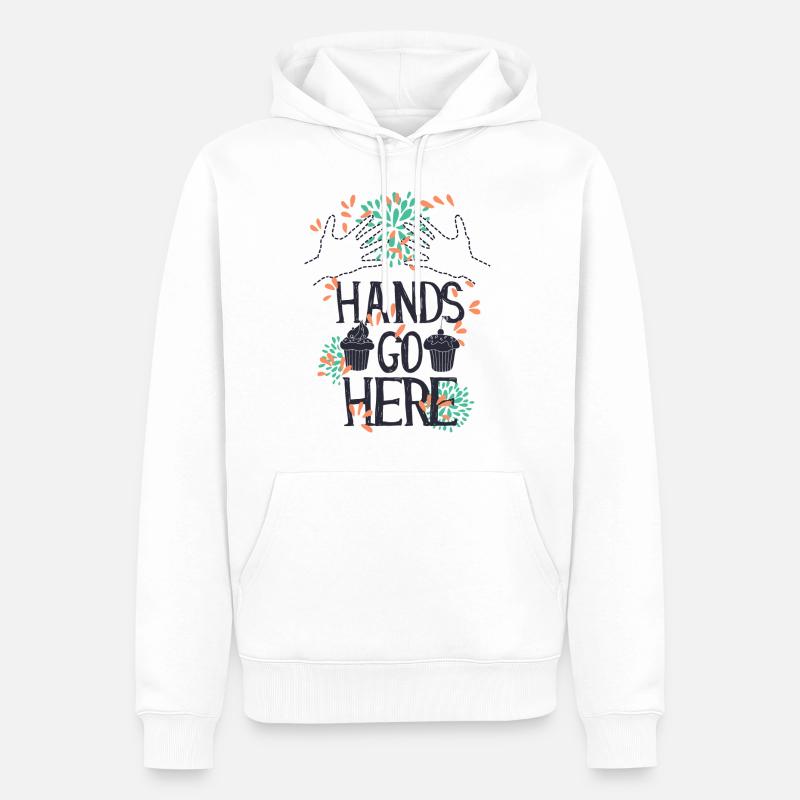Hands go here CUPCAKE - Sweat à capuche Premium bio Homme - blanc