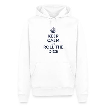 Keep calm and roll the dice - Sweat à capuche Premium bio Homme - blanc - Devant - Nico (187cm)