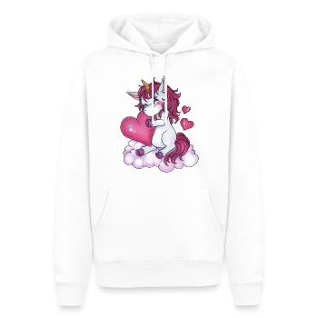 Niedliches Einhorn mit Herz Valentin Knuddeln Paar - Männer Premium Bio Hoodie - Weiß - Vorne - Nico (187cm)