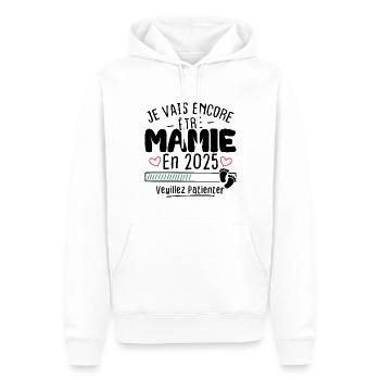 Je Vais Encore être Mamie En 2025 - Sweat à capuche Premium bio Homme - blanc - Devant - Nico (187cm)