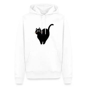 Chat noir effrayé - Sweat à capuche Premium bio Homme - blanc - Devant - Nico (187cm)