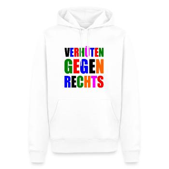 verhüten gegen rechts - Männer Premium Bio Hoodie - Weiß - Vorne - Nico (187cm)