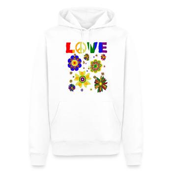 Hippies Peace Sign Peace Love Hippie T Shirt - Männer Premium Bio Hoodie - Weiß - Vorne - Nico (187cm)