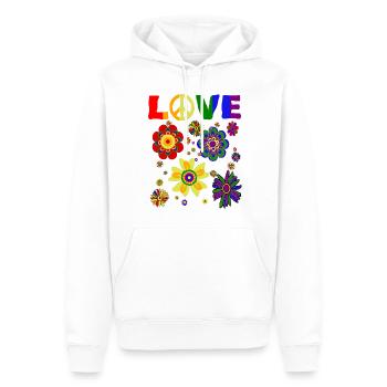 Hippies Peace Sign Peace Love Hippie T Shirt - Männer Premium Bio Hoodie - Weiß - Vorne - Nico (187cm)