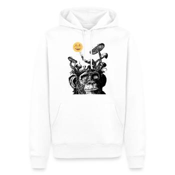 Le Singe et la Lune - Sweat à capuche Premium bio Homme - blanc - Devant - Nico (187cm)