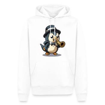 Trompetender Pinguin - Männer Premium Bio Hoodie - Weiß - Vorne - Nico (187cm)