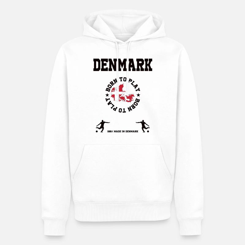 Danimarca - Felpa con cappuccio ecologica premium da uomo - bianco