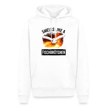 Seagull chasse poisson rouleau - mouette nord allemand moin - Sweat à capuche Premium bio Homme - blanc - Devant - Nico (187cm)