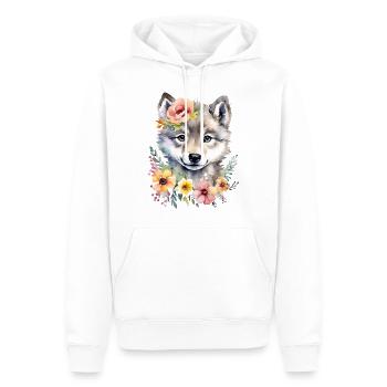 Loup mignon loup bébé mignon aquarelle - Sweat à capuche Premium bio Homme - blanc - Devant - Nico (187cm)