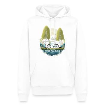 Fahrrad am See mit Birken und Bergen - Männer Premium Bio Hoodie - Weiß - Vorne - Nico (187cm)