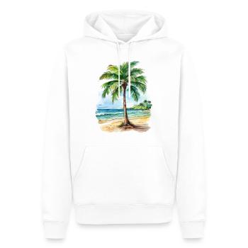 Palm tree on the beach on an island - Men’s Premium Organic Hoodie - white - Front - Nico (187cm)