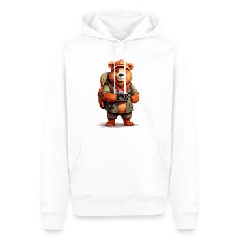 Un ours en vacances en voyage - Sweat à capuche Premium bio Homme - blanc - Devant - Nico (187cm)