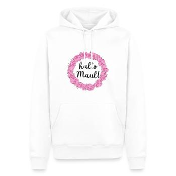 halts Maul - Männer Premium Bio Hoodie - Weiß - Vorne - Nico (187cm)