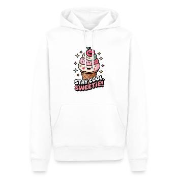 Reste cool, ma chérie ! - Sweat à capuche Premium bio Homme - blanc - Devant - Nico (187cm)