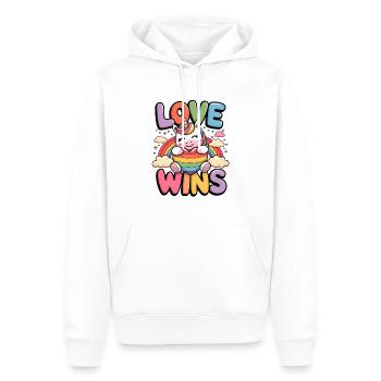 Liebe gewinnt - Männer Premium Bio Hoodie - Weiß - Vorne - Nico (187cm)