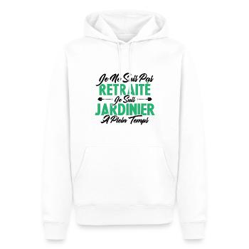 Je Ne Suis Pas Retraité Je Suis Jardinier - Sweat à capuche Premium bio Homme - blanc - Devant - Nico (187cm)