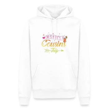 Week-end entre filles Oh Sip C’est un voyage entre cousins - Sweat à capuche Premium bio Homme - blanc - Devant - Nico (187cm)