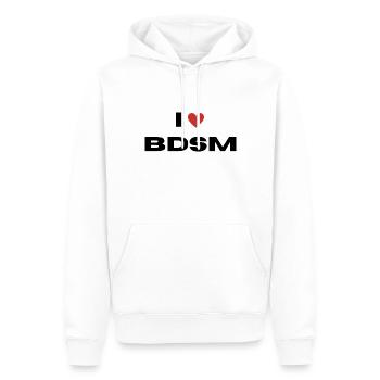 I love BDSM - Männer Premium Bio Hoodie - Weiß - Vorne - Nico (187cm)