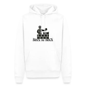 Brique par brique - Meme Saying - Sweat à capuche Premium bio Homme - blanc - Devant - Nico (187cm)
