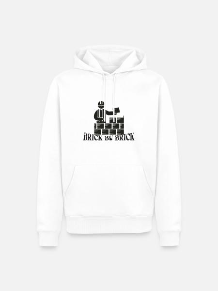Brique par brique - Meme Saying - Sweat à capuche Premium bio Homme - blanc