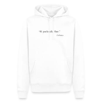 Discussion à la fin - Sweat à capuche Premium bio Homme - blanc - Devant - Nico (187cm)
