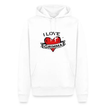 Grimma - Ich liebe Stadtnamen in Tattoo Stil - Männer Premium Bio Hoodie - Weiß - Vorne - Nico (187cm)